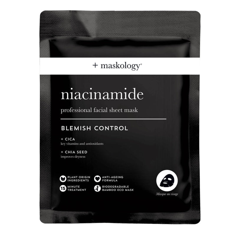 Maskology Niacinamide professional sheet mask, blemish-control pore-minimising treatment