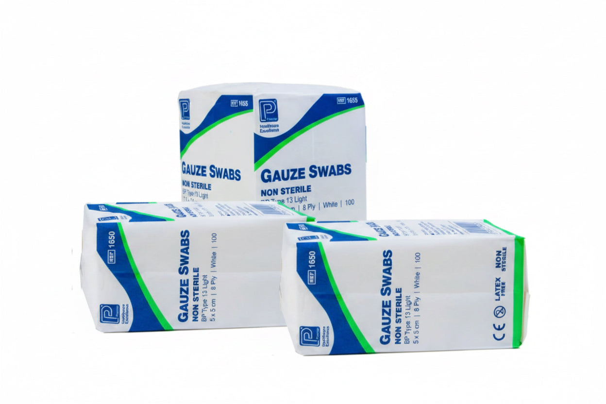 Gauze swabs, 5cm x 5cm, 100 pack, for UK aesthetic clinic use