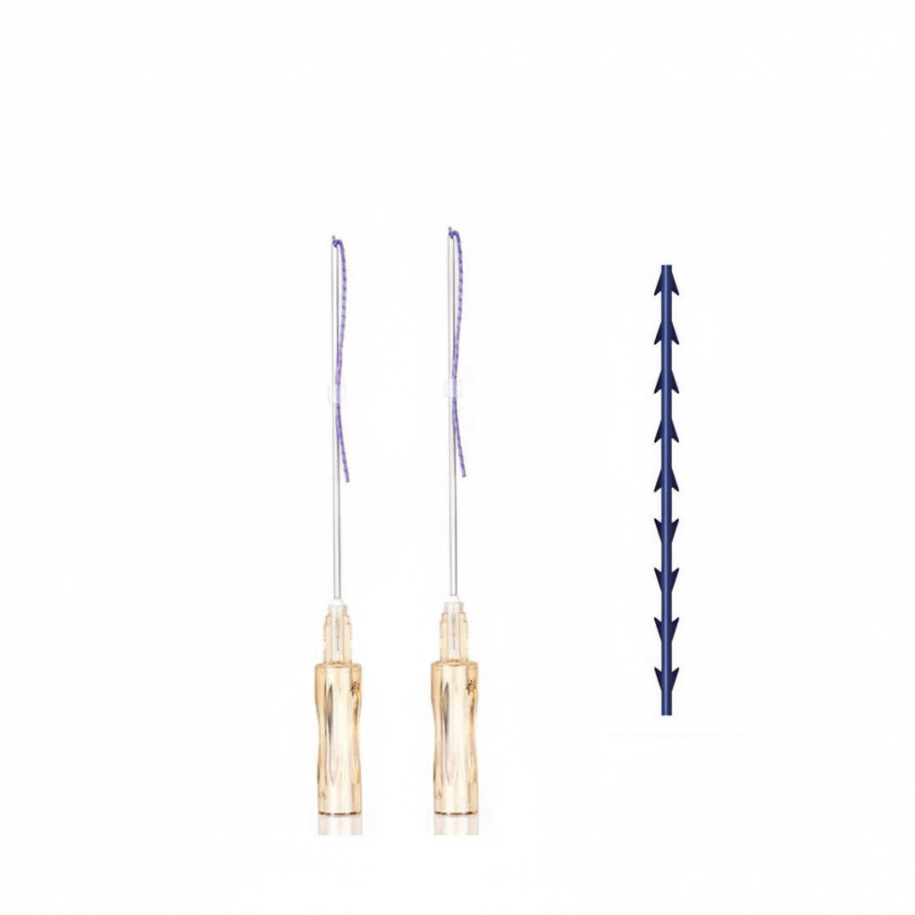 PDO fishbone cog thread, 18G x 100mm, 5pcs, barbed for powerful jawline and cheek lift