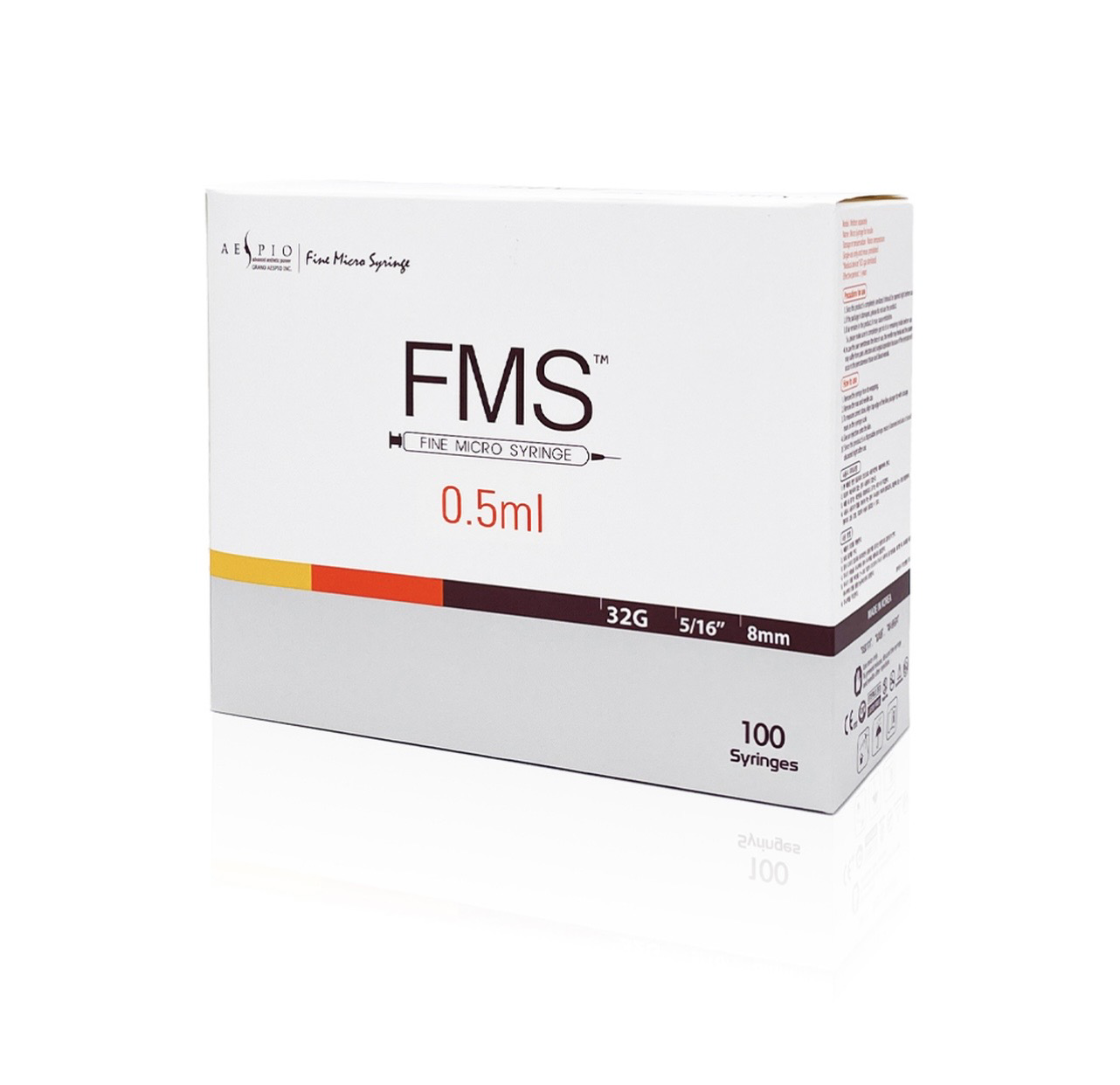FMS micro syringe 32G 0.5ml, 100 pack, for UK aesthetic clinic use