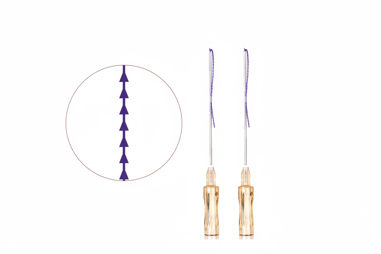 PDO cog thread, 19G x 60mm, 5pcs, barbed for nose, nasolabial and jawline lift