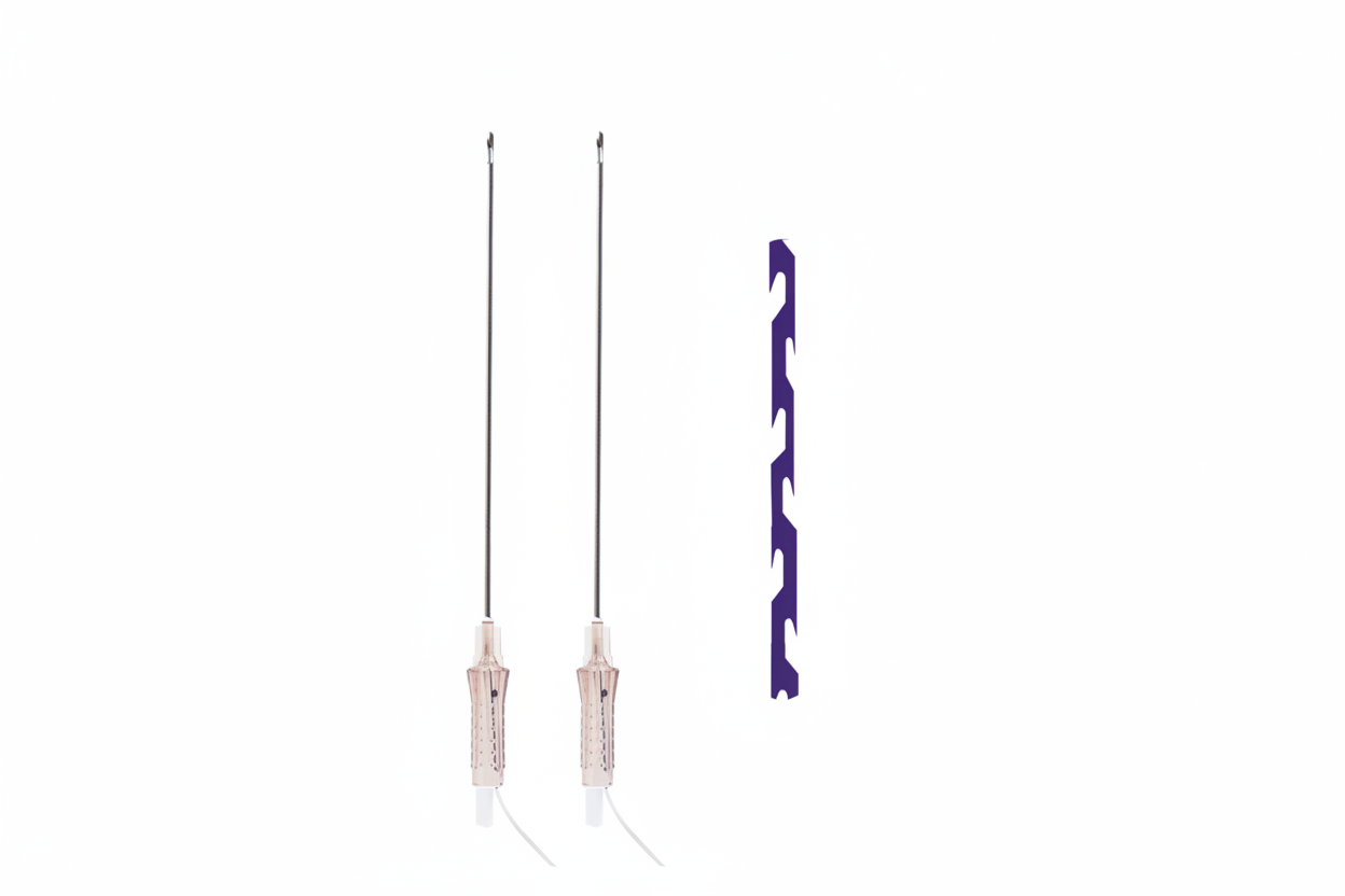 PDO moulding cog thread, 18G x 100mm, 5pcs, press-moulded barbs for facial and neck lift