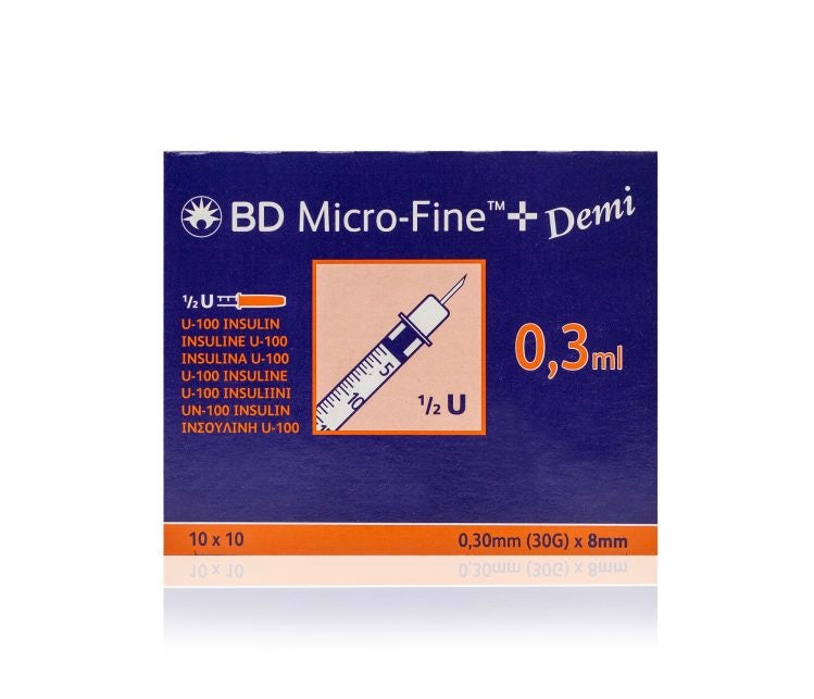 BD 0.3ml insulin syringe with 30G 8mm needle, 100 pack, for UK aesthetic clinics