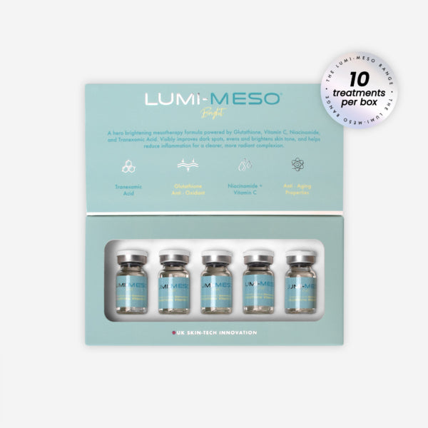 LUMI-MESO BRIGHT microneedling serum, 5x5ml vials, brightening treatment for professional UK clinics