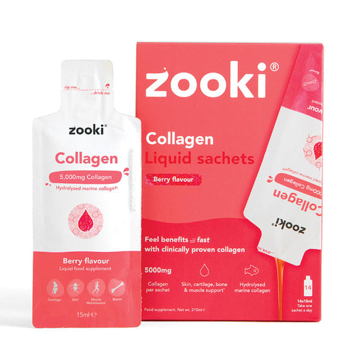 ZOOKI collagen 5,000mg, berry sachets, 14-pack marine peptide supplement for practitioners