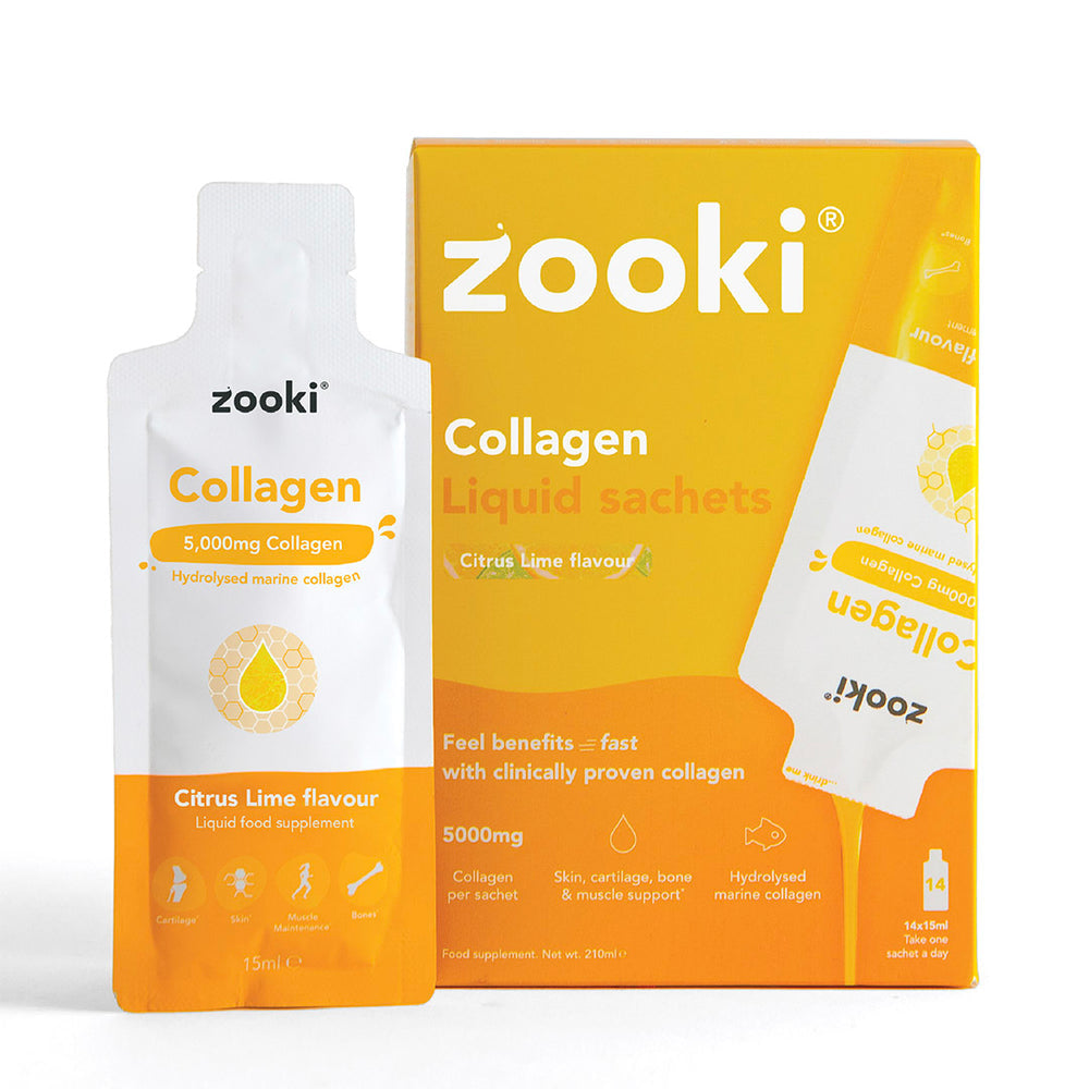 ZOOKI collagen 5,000mg, citrus lime sachets, 14-pack marine peptides for clinic retail