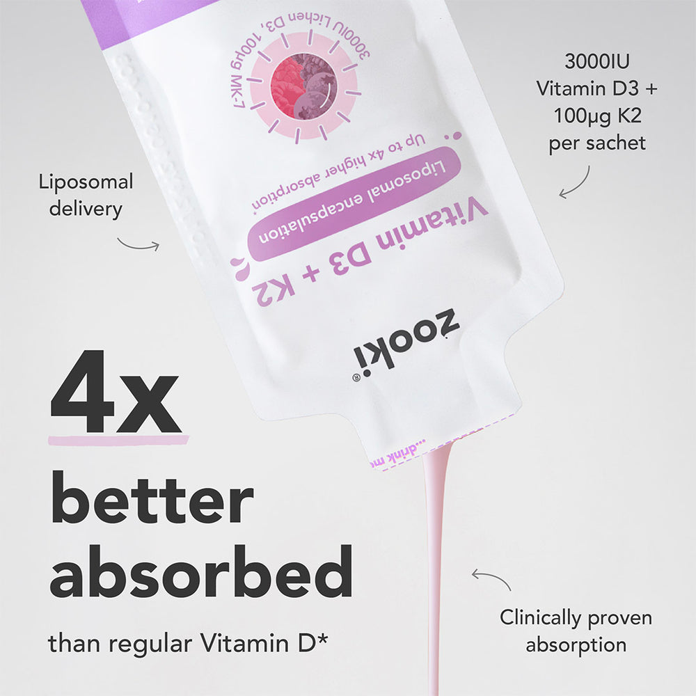Vitamin D3+K2, Liposomal
Liquid Sachets

Mixed Berry - 14pk