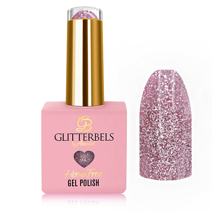 Glitterbels Rose Diamond hema free gel polish 14ml soak-off for UK nail technicians and salons
