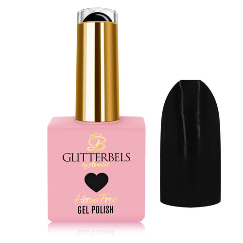 Glitterbels Black hema free gel polish 14ml soak-off for UK nail technicians and salons