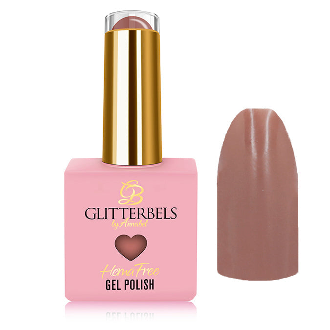 Glitterbels Mochaccino hema free gel polish 14ml soak-off for UK nail technicians and salons