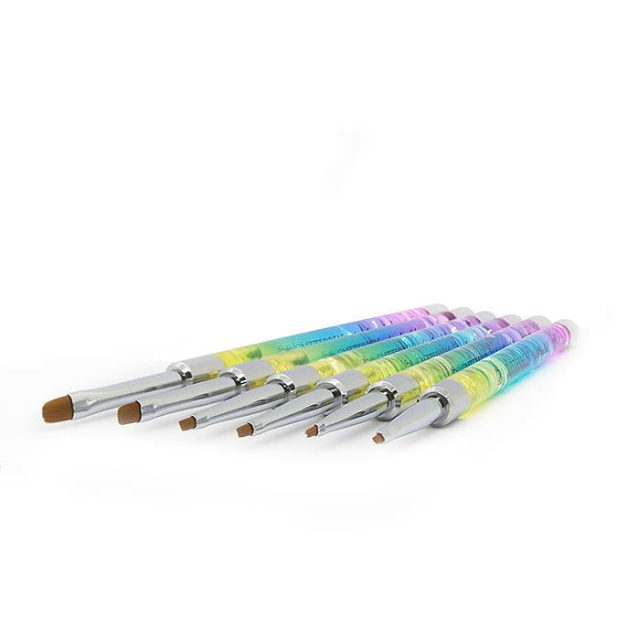 Glitterbels Gel and Art Rainbow Brush Set (6 Brushes) brush for gel art and acrylic application by UK nail technicians
