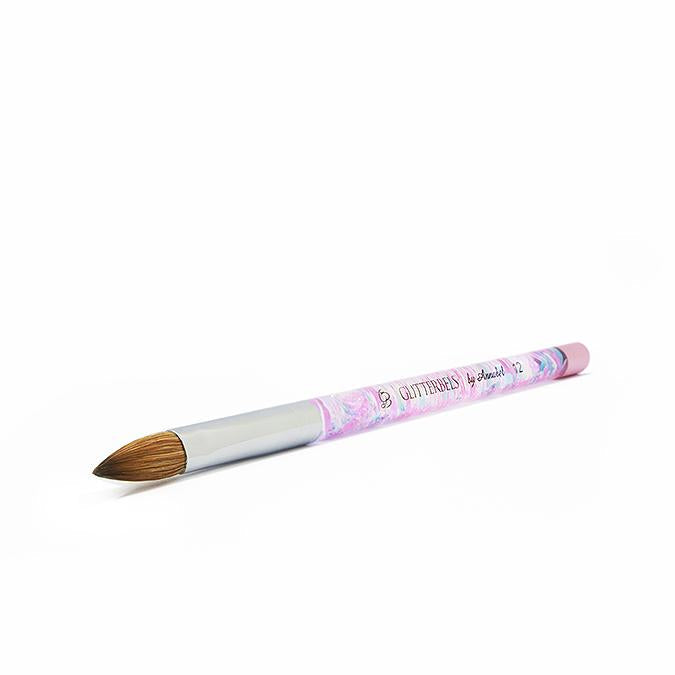 Glitterbels Pinched Pastel Glitter Acrylic Brush size 10 brush for gel art and acrylic application by UK nail technicians