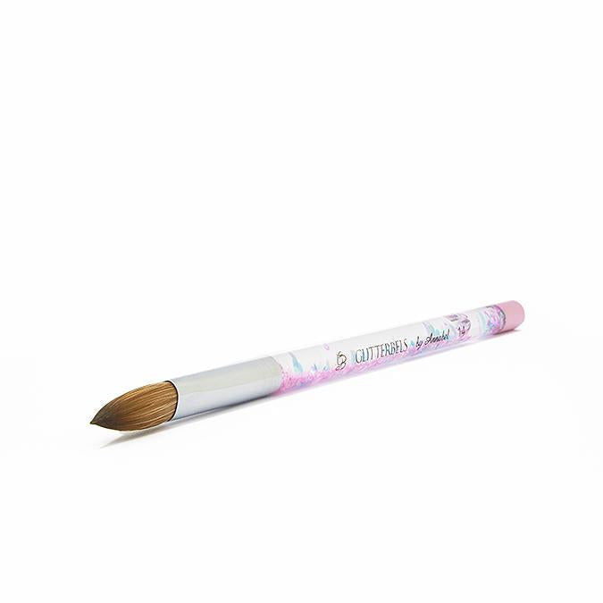 Glitterbels Pinched Pastel Glitter Acrylic Brush size 14 brush for gel art and acrylic application by UK nail technicians