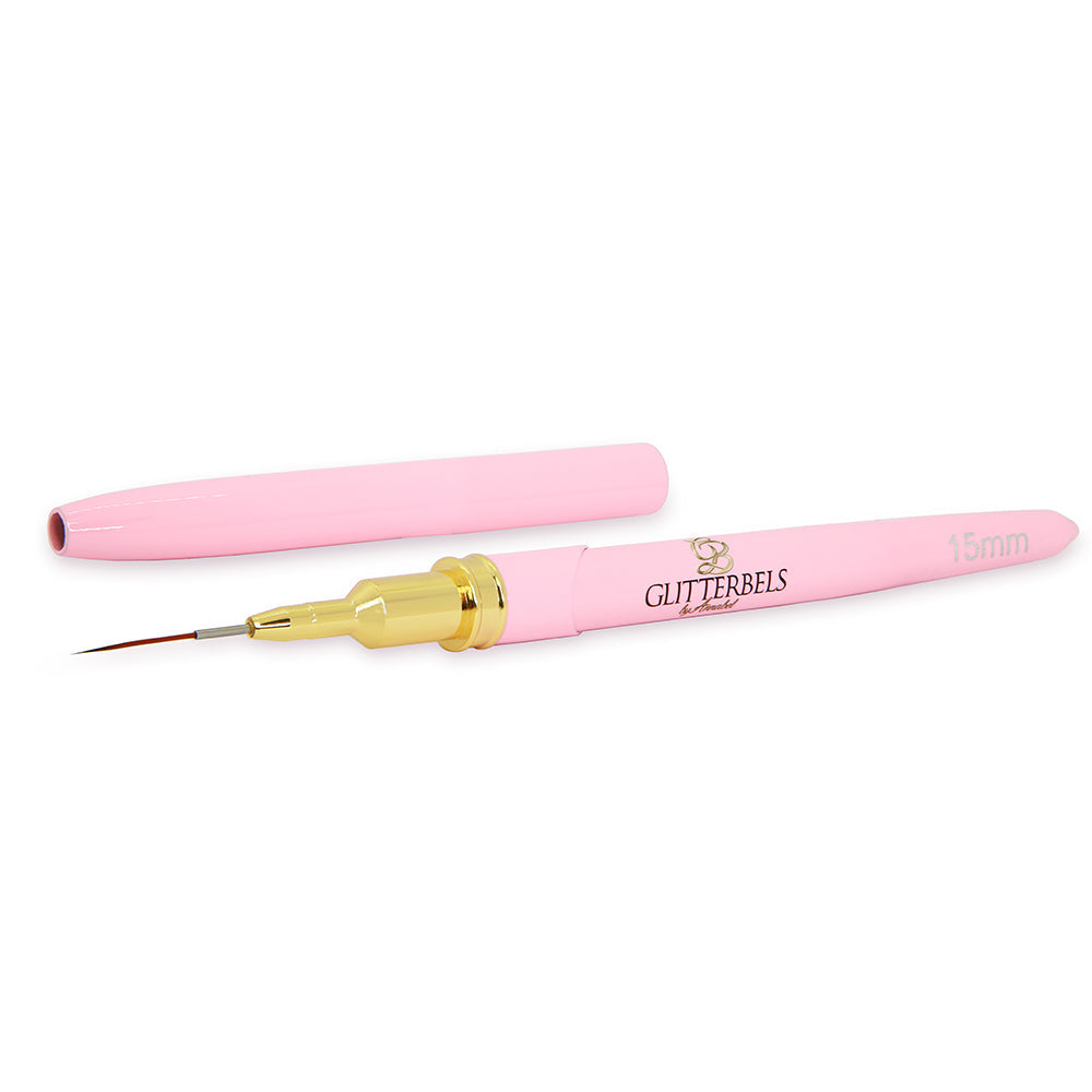 Glitterbels Glitterbels Liner Brush with Lid - 15mm brush for gel art and acrylic application by UK nail technicians