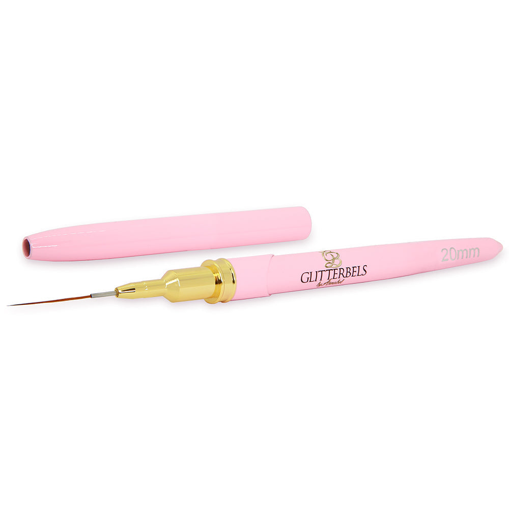 Glitterbels Glitterbels Liner Brush with Lid - 20mm brush for gel art and acrylic application by UK nail technicians