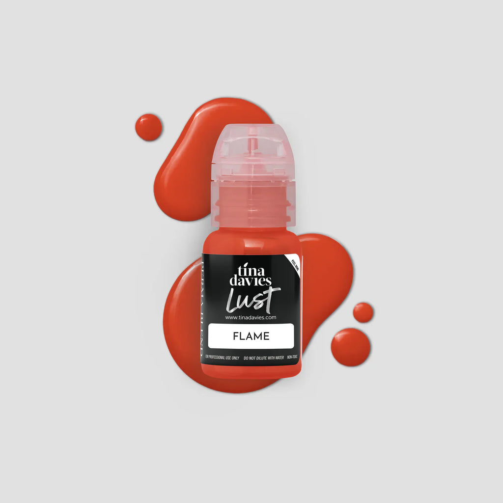Tina Davies Lust lip pigment flame warm red, for licensed UK permanent makeup lip blush technicians