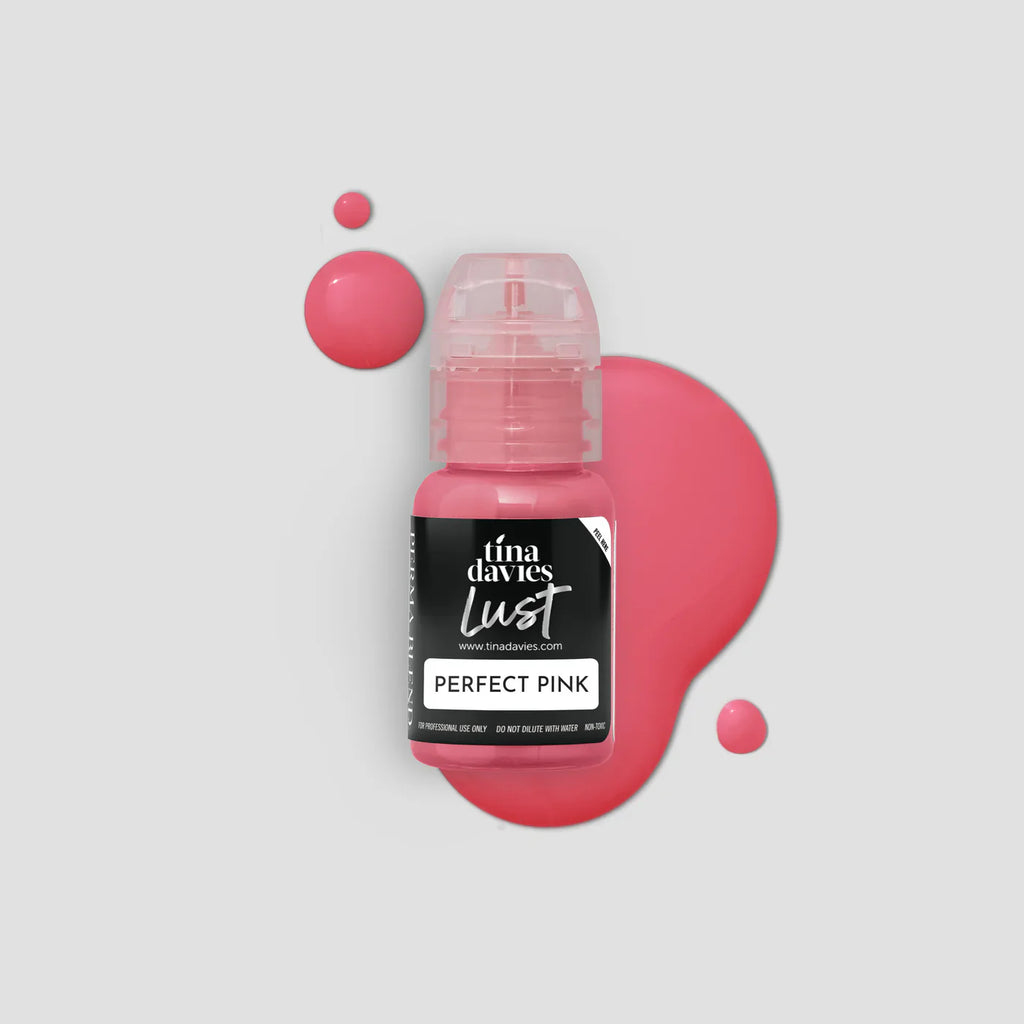 Tina Davies Lust lip pigment perfect pink, for licensed UK permanent makeup lip blush artists
