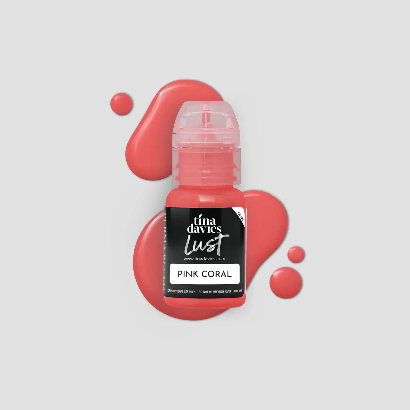 Tina Davies Lust lip pigment pink coral, for licensed UK permanent makeup lip blush technicians