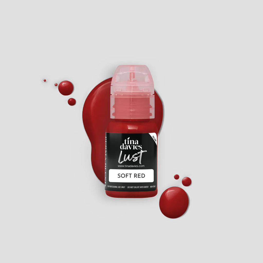 Tina Davies Lust lip pigment soft red, for licensed UK permanent makeup lip blush artists
