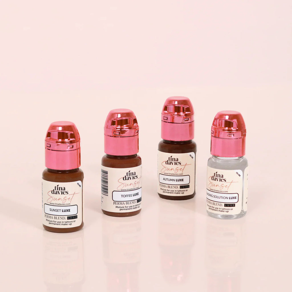 Tina Davies Sunset brow collection LUXE multi-shade pigment set, for licensed UK permanent makeup artists