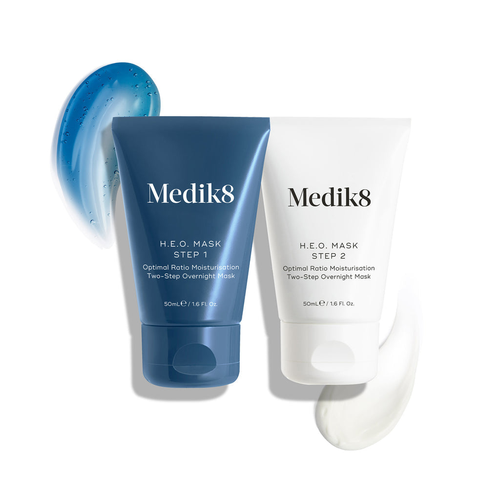 Medik8 H.E.O. mask, 2x50ml dual-step overnight moisturising treatment for UK clinics