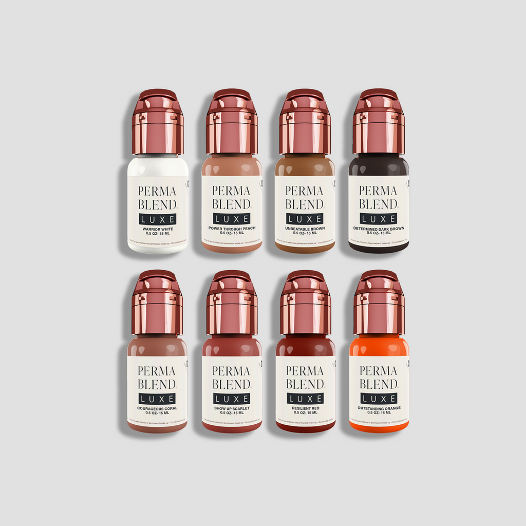 Perma Blend Luxe Vicky Martin unstoppable areola pigment set, for licensed UK permanent makeup and scalp micropigmentation artists