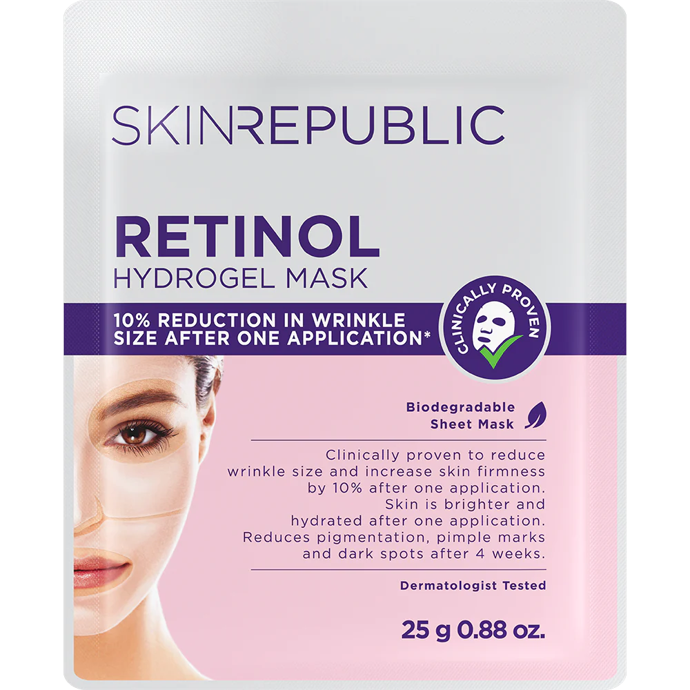 Retinol hydrogel sheet mask, professional anti-ageing treatment for aesthetic clinics